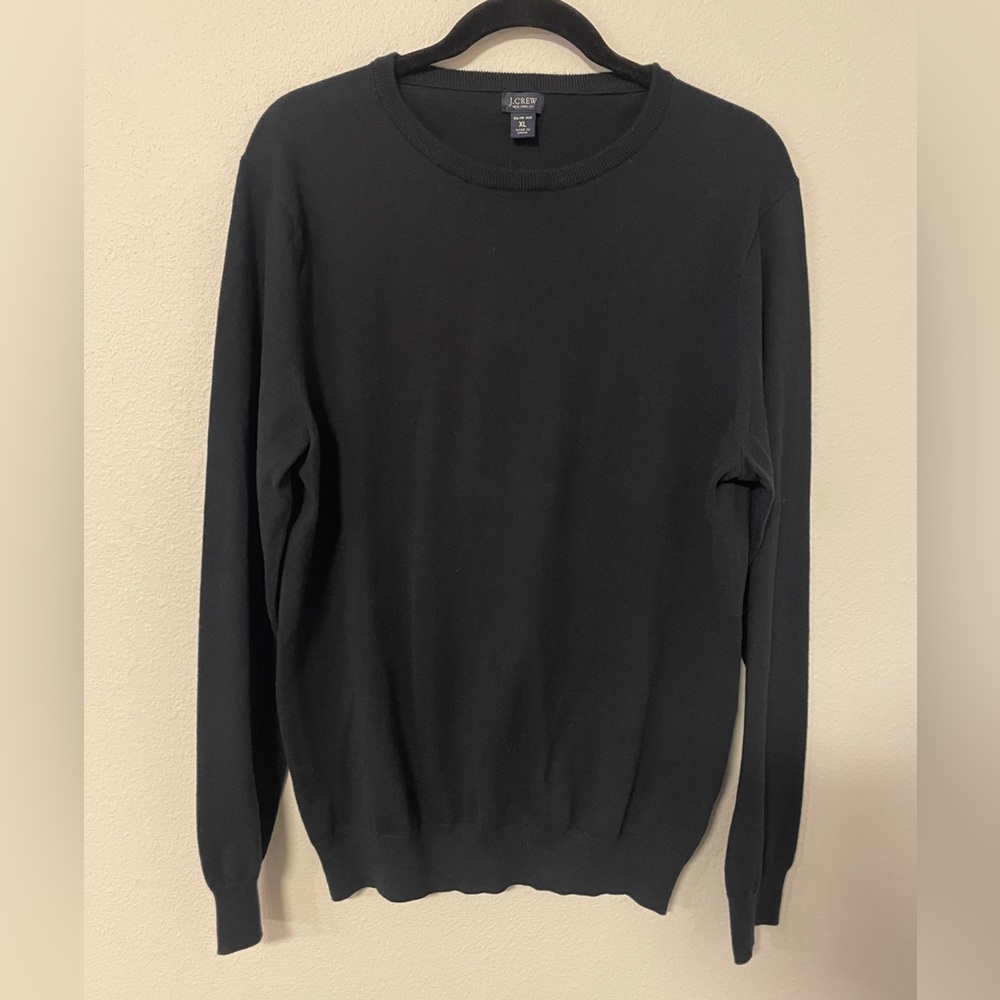 Mens Black XL, Long Sleeve, Cotton/Cashmere, J Crew. Slim-Fit, Crewneck Sweater